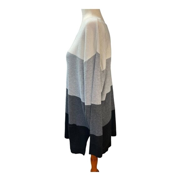 Vince Camuto Women Waffle Stitch Tunic Sweater~Size XXL~Black Stripe~ L1 05 - Picture 7 of 10